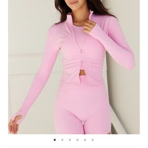Zip up jacket and yoga shorts
